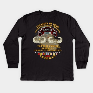 75th Ranger Regiment  - Combat Jump - Assault - OIF - Invasion - 2003 w IRAQ SVC X 300 Kids Long Sleeve T-Shirt